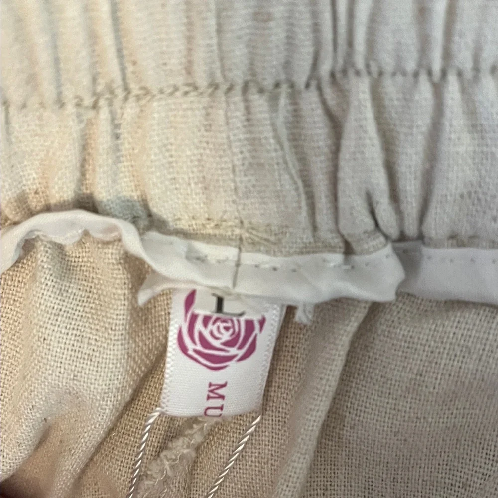 Cream Drawstring Pants - Picture 3 of 3